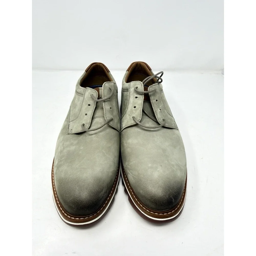 Nordstrom Rack Men's Gray Leather Derby Shoes Size 10W Lug‎ Sole Burnished Toe